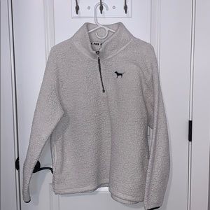 victoria’s secret PINK white half-zip sweater .